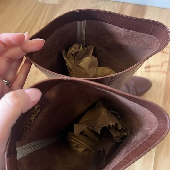 Vintage Nine West Q-Louisa 2 Brown Leather Flat Riding Boots Women’s Size 7.5 - Picture 10 of 14